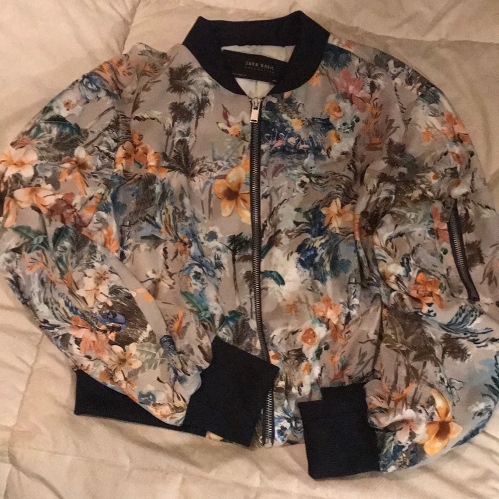 Zara basic chiffon floral jacket